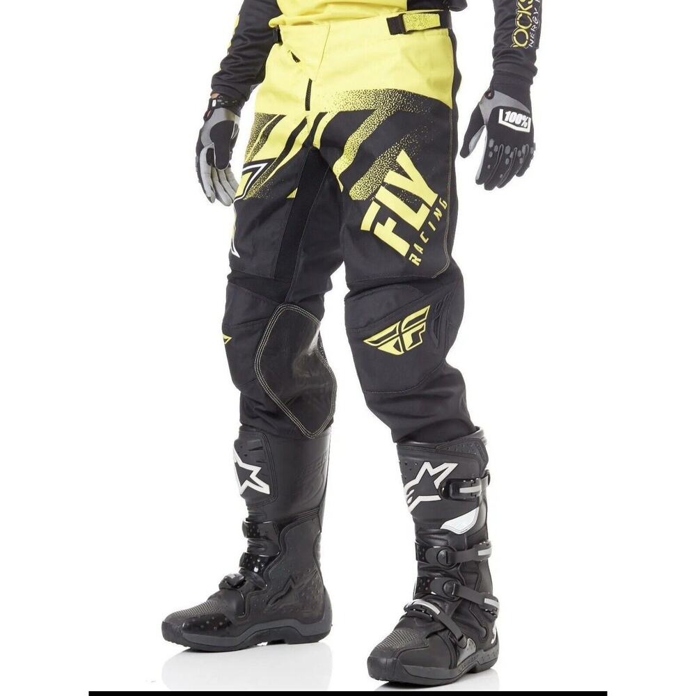 NWT New Fly Racing Kinetic Rockstar Motocross Pants Adult Yellow Black‎ Size 30